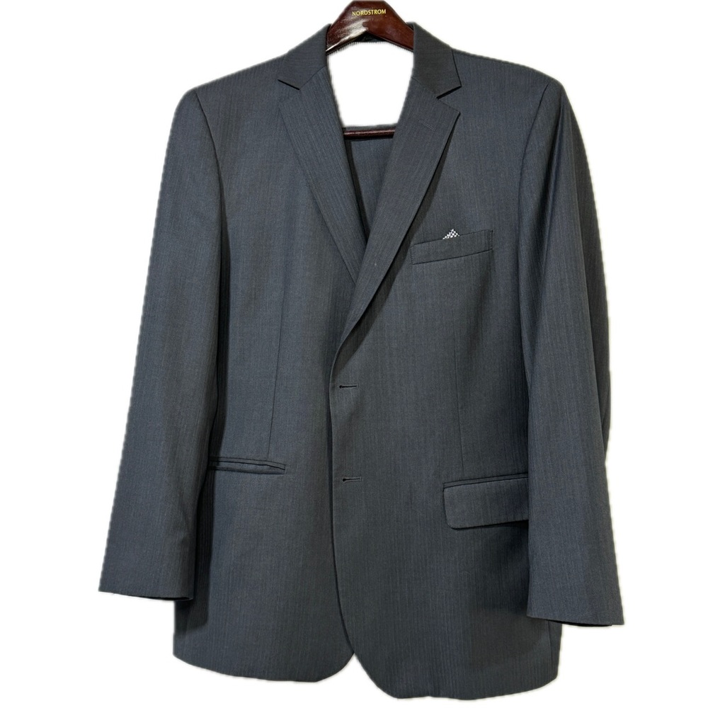 Charcoal Gray w/ Pinstripes Emporium Suit 42 L